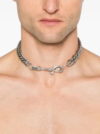 Enfants Riches Deprimes Rose-embellished Chain Necklace In Metallic