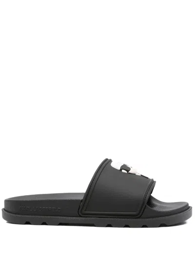 Karl Lagerfeld Logo-embellished Slides In Black