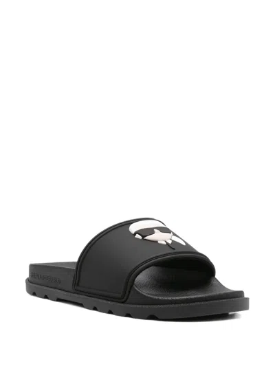 Karl Lagerfeld Logo-embellished Slides In Black