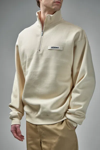 Jacquemus The Gros Grain High-collar Logo Sweatshirt In Neutral