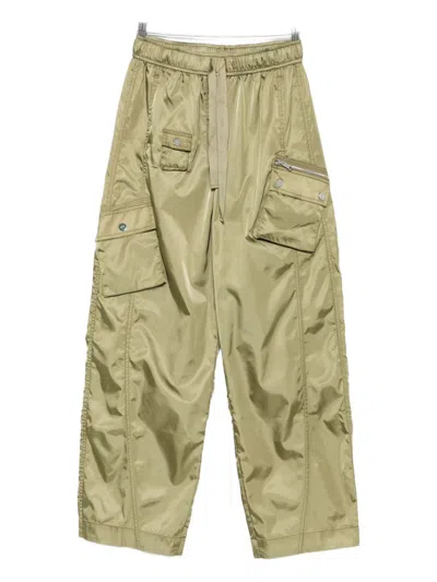 Ganni Womens Boa Elasticated Patch-pocket Shell Trousers In Green