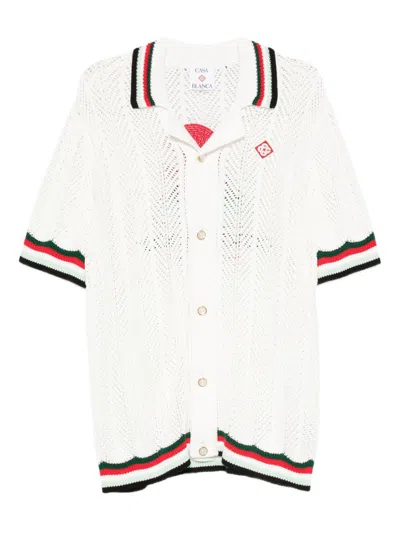 Casablanca Sporty Faux Crochet Shirt In White