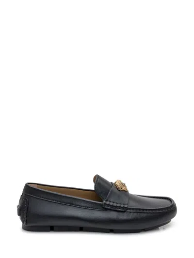 Versace Driver Loafers In Black