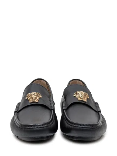 Versace Driver Loafers In Black