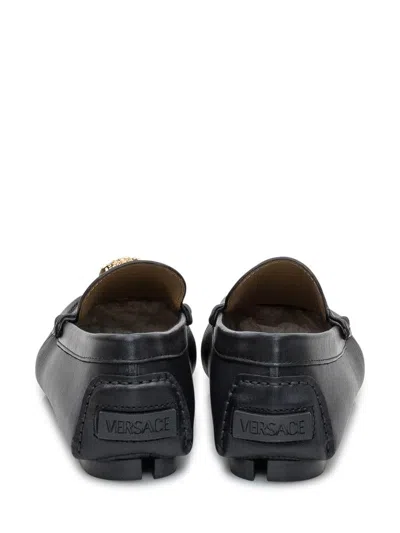 Versace Driver Loafers In Black