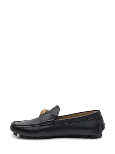 Versace Driver Loafers In Black