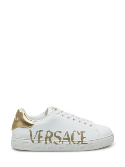 Versace Logo Greca Low-top Sneakers In White