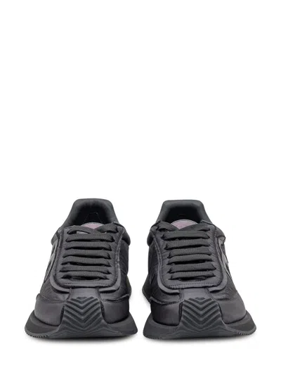 Dolce & Gabbana Low-top Nylon Sneakers With Leather Inserts In Black