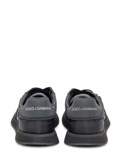 Dolce & Gabbana Low-top Nylon Sneakers With Leather Inserts In Black