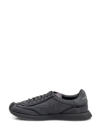 Dolce & Gabbana Low-top Nylon Sneakers With Leather Inserts In Black