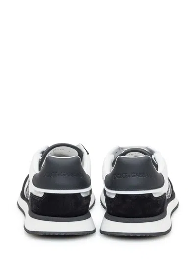Dolce & Gabbana Low-top Mesh Sneakers With Suede Inserts In Black