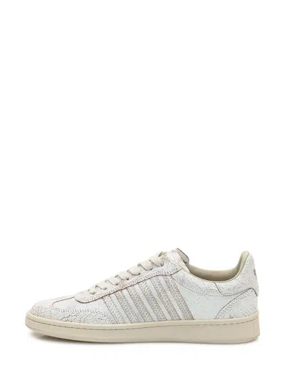 Dsquared2 Dsquared White Leather Boxer Sneakers In Neutral