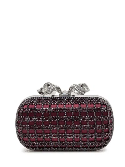 Self-portrait Clutch Bag With Bow And Crystals