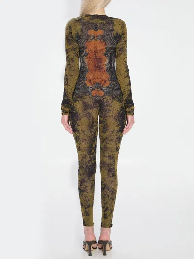 Jean Paul Gaultier Graphic Print Full-length Dress With Long Sleeves In Green