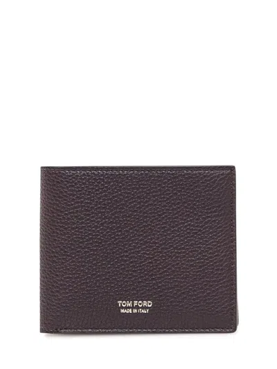 Tom Ford Leather Wallet In Burgundy