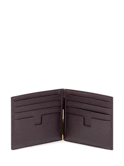 Tom Ford Logo-print Leather Wallet In Brown