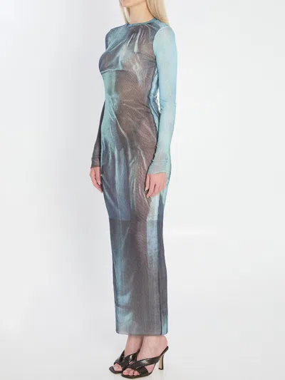 Jean Paul Gaultier Water Print Maxi Dress In Multi