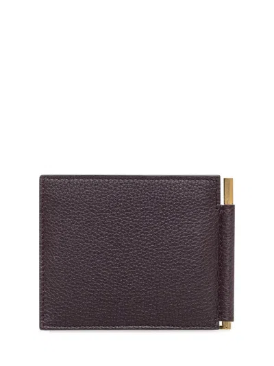 Tom Ford Logo-print Leather Wallet In Brown
