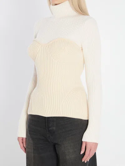 Jean Paul Gaultier Ribbed Knit Pullover In Neutral