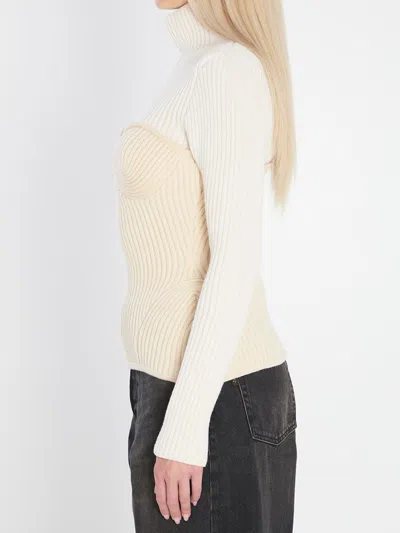 Jean Paul Gaultier Ribbed Knit Pullover In Neutral
