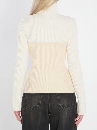 Jean Paul Gaultier Ribbed Knit Pullover In Neutral