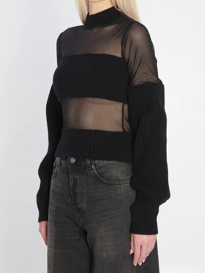 Jean Paul Gaultier Sheer-effect Sweater In Black