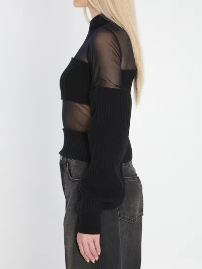 Jean Paul Gaultier Sheer-effect Sweater In Black