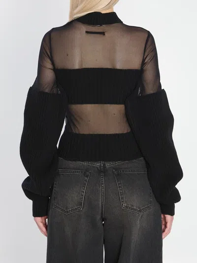 Jean Paul Gaultier Sheer-effect Sweater In Black