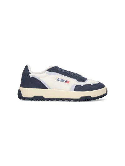 Autry Contemporary Low Top Sneakers With Contrast Panels In Blue