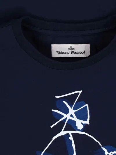 Vivienne Westwood Crew Neck Graphic Print Short Sleeves Top In Blue