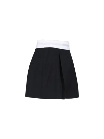Alexander Wang High Waisted Pleated Short With Logo Elastic Clothing In Black