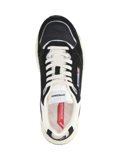 Autry Hyperway Black Low Top Sneakers With Logo Patch On Tongue And Side In Tech Fabric Man In Black
