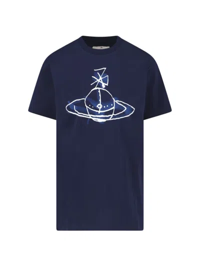 Vivienne Westwood Crew Neck Graphic Print Short Sleeves Top In Blue