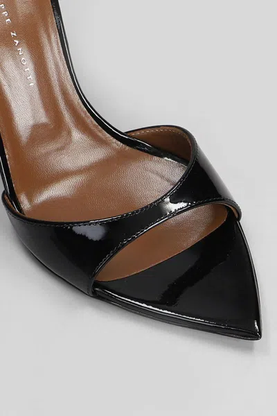 Giuseppe Zanotti Intriigo Strap 90 Sandals In Black Patent Leather In Multi