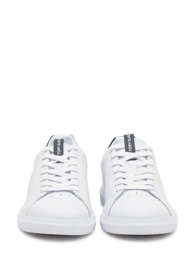 Tory Burch Double T Howell Leather Sneakers In White