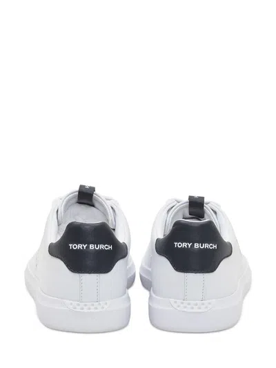Tory Burch Double T Howell Leather Sneakers In White