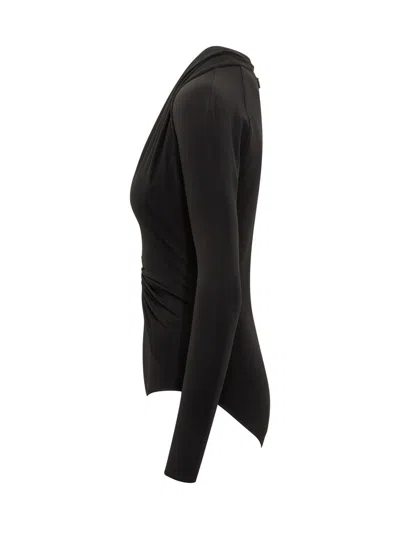 Versace Deep V Neck Pin Draped Bodysuit