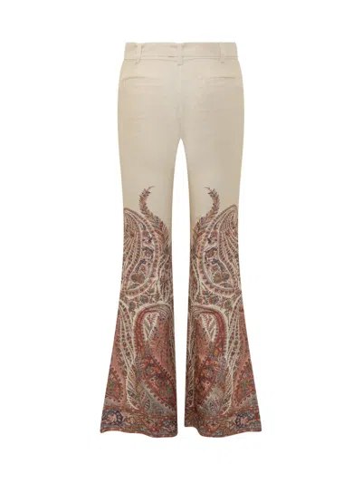 Zimmermann Rhiannon Multicolor Flared Pants With Drawstring Waist And Paisley Print In Cotton Woman