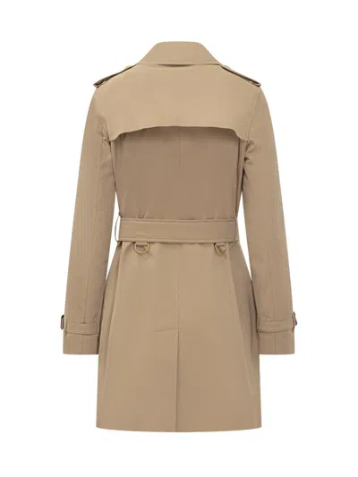Burberry Streamlined Trench With Back Slit And Waist Belt In Brown