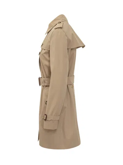 Burberry Streamlined Trench With Back Slit And Waist Belt In Brown