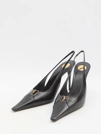 Saint Laurent Babylone Breteuil Open Back Pump In Smooth Leather In Black