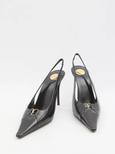 Saint Laurent Babylone Breteuil Open Back Pump In Smooth Leather In Black