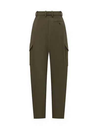 Givenchy Cotton Blend High Waist Cargo Pants In Green