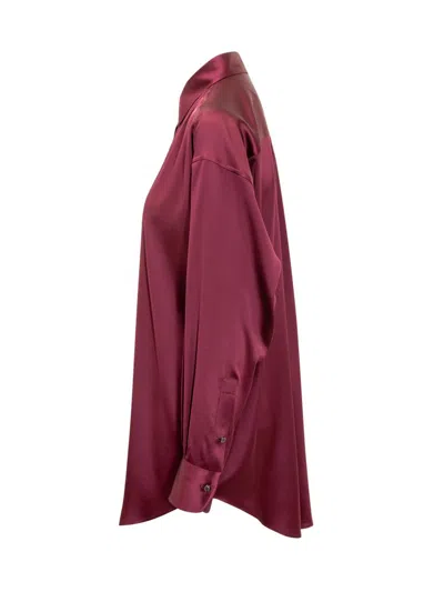 Tom Ford Satin Relaxed Shirt In Red