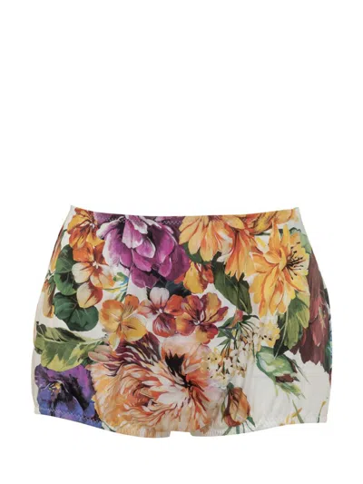Dolce & Gabbana Multicolor Sleeveless Dress With Bustier Style Neckline And All-over Floral Print In Cotton Woman In Multi