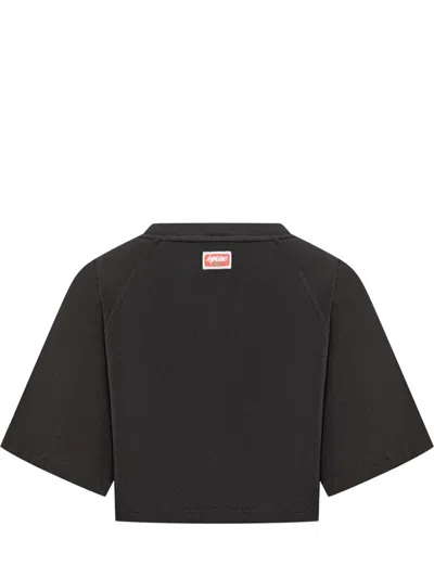 Kenzo Cropped T-shirt "futura" In Black