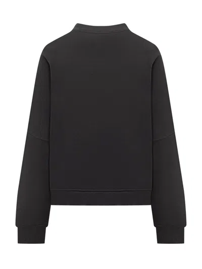 Marni Relaxed Fit Black Sweatshirt With Textured Logo In Black