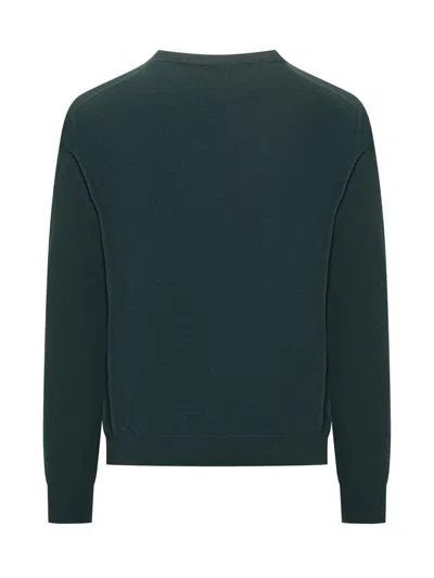 Etro Wool Sweater With Embroidered Monogram In Green