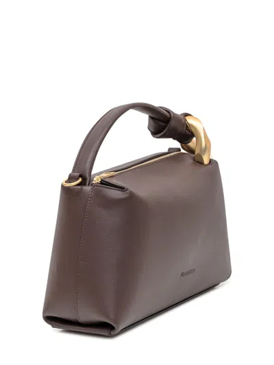 Jw Anderson Corner Hand Bag In Brown Leather In Brown