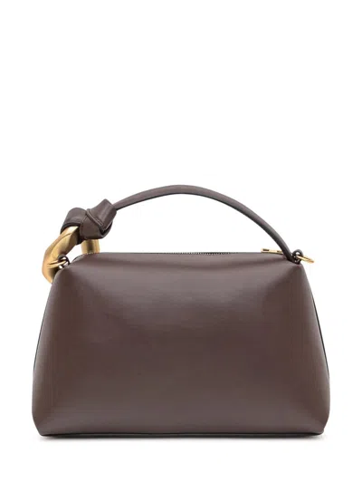 Jw Anderson Corner Hand Bag In Brown Leather In Brown